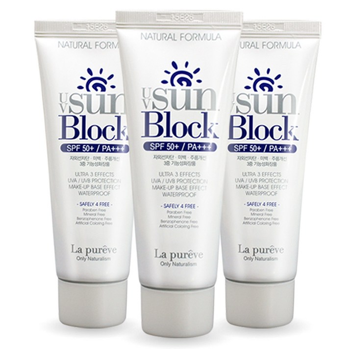 라퓨레브 유브이 선크림 SPF 50+ PA+++, 50ml, 3개입