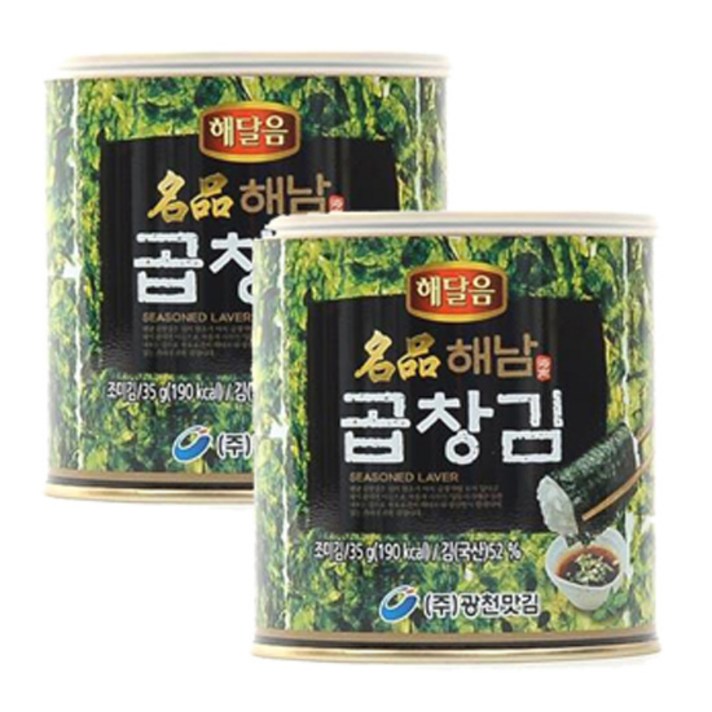 광천맛김 해달음 명품 해남 곱창캔김, 35g, 2개