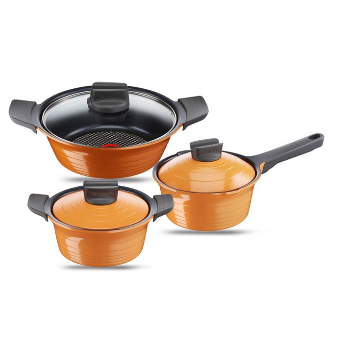 테팔 세라믹 뉴팟라인 냄비세트 3종, 혼합 색상, 뚝배기 16cm + 라면냄비 18cm + 전골냄비 24cm