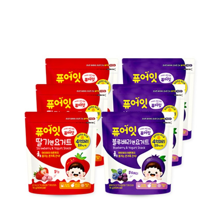 퓨어잇 내이브로 딸기엔요거트 3p + 블루베리엔요거트 3p, 딸기요거트, 블루베리요거트, 1세트
