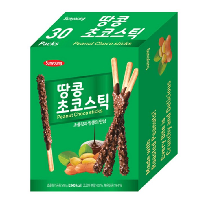 선영 땅콩 초코 스틱, 18g, 30개입