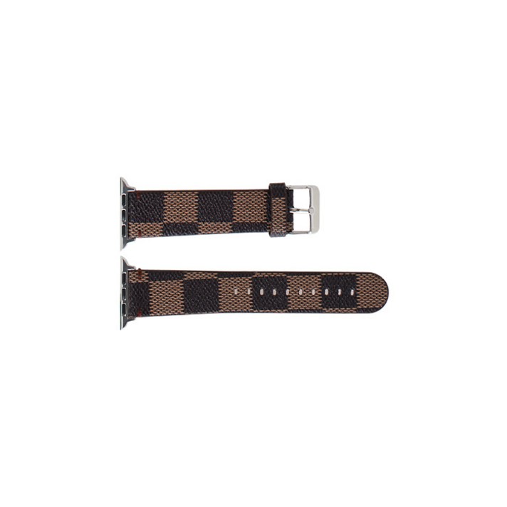 비쉐르 체크패턴 애플워치 4 레더 밴드 스트랩 44mm, 격자브라운