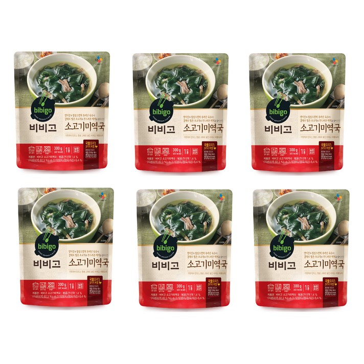 비비고 소고기 미역국, 300g, 6개