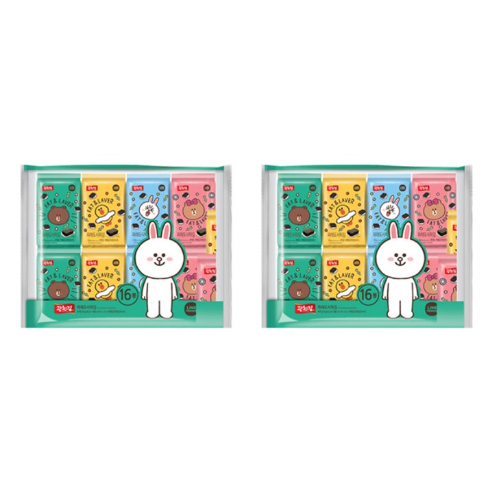 광천김 라인프렌즈 코니와 친구들 바삭 파래 도시락김, 32개, 4g