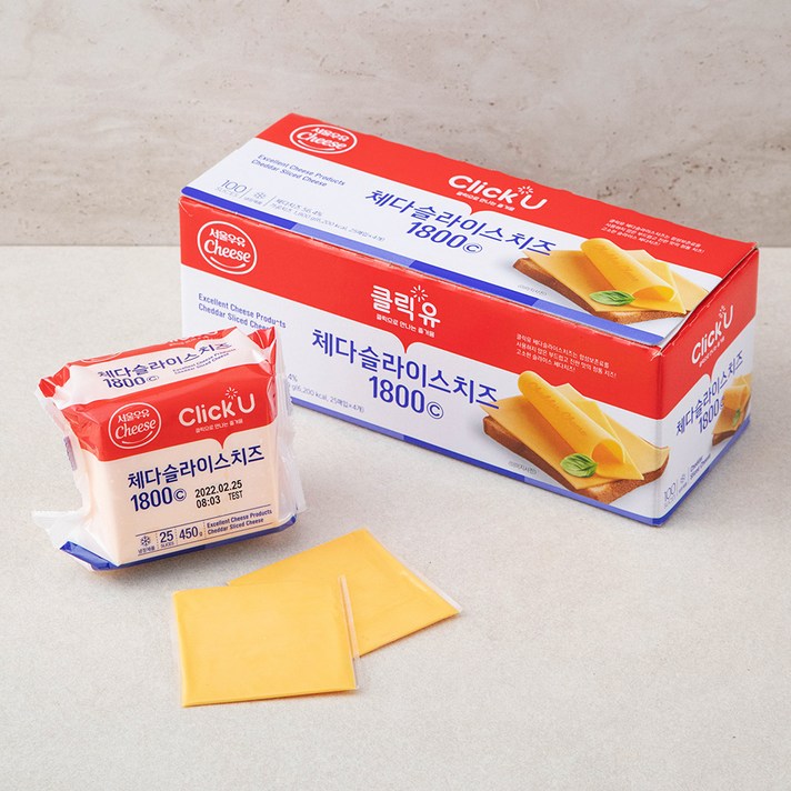 클릭유 서울우유 체다 슬라이스 치즈 100매입, 1800g, 1개
