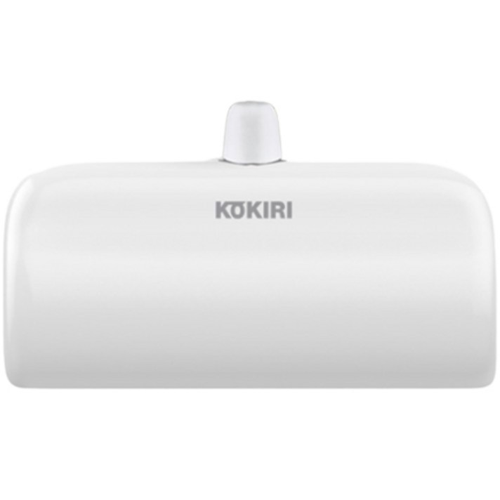 코끼리 PD 고속 미니 퀵 일체형 보조배터리 5000mAh 애플8핀, 화이트, KPB-M5000PL