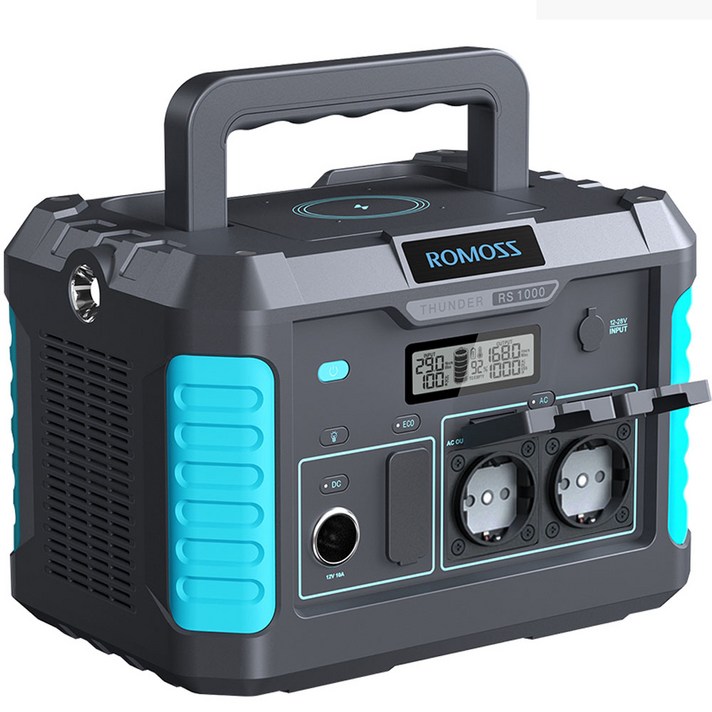 로모스 파워뱅크 캠핑용 220V 1000W 252000mAh 캠핑용 다중입출력 대용량 보조배터리, 아쿠아블랙, RS1000