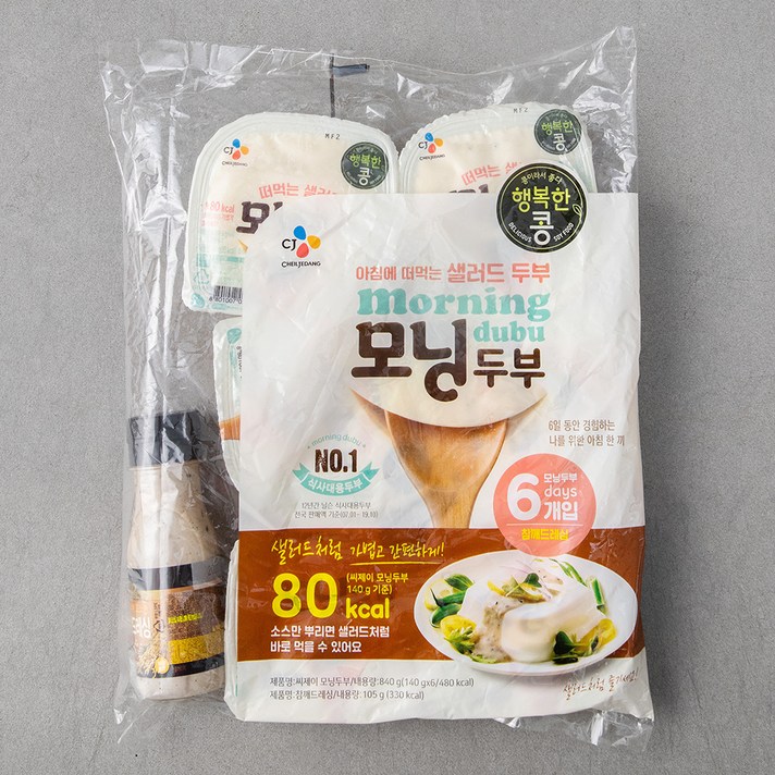 행복한콩 샐러드 모닝두부 140g x 6개 + 오곡참깨 드레싱 105g, 1세트