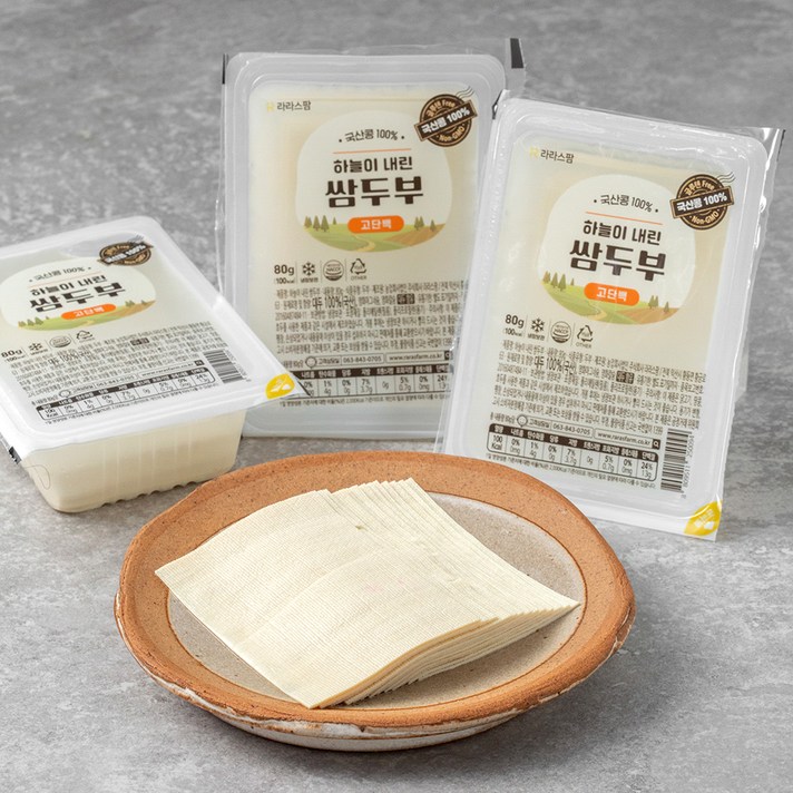 100% 국산콩 하늘이 내린 쌈두부, 80g, 3개