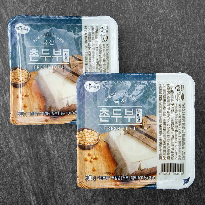 맑은물에 국산콩 100% 촌두부, 300g, 2개