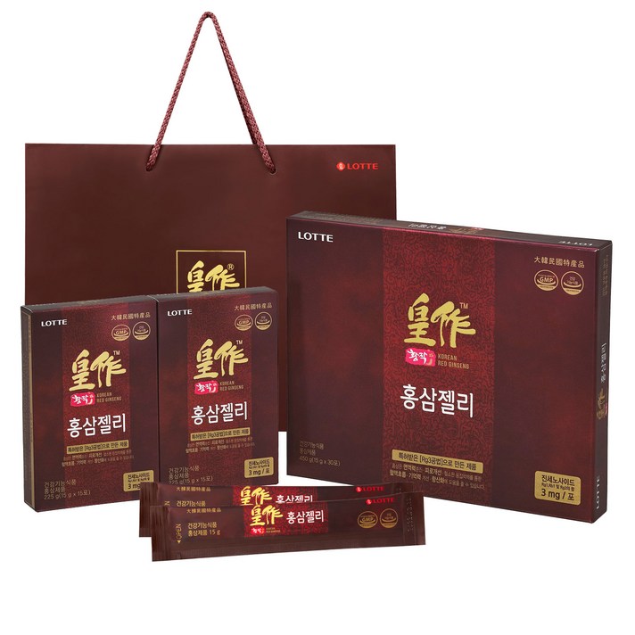 롯데헬스원 황작 홍삼 젤리 30개입 + 쇼핑백, 15g, 30포