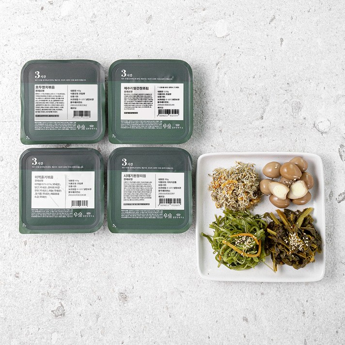 집반찬연구소 맛보기 반찬 4종, 1세트, 호두멸치볶음 + 미역줄기볶음 + 메추리알간장조림 + 시래기된장지짐
