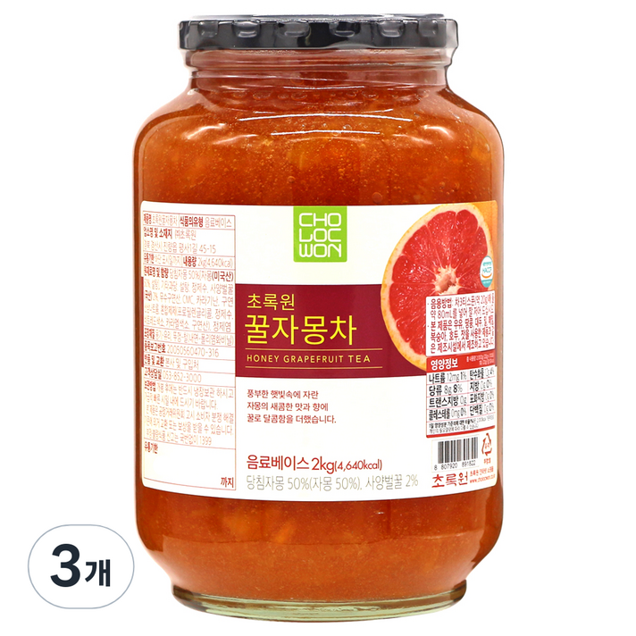 초록원 꿀자몽차, 2kg, 1개입, 3개