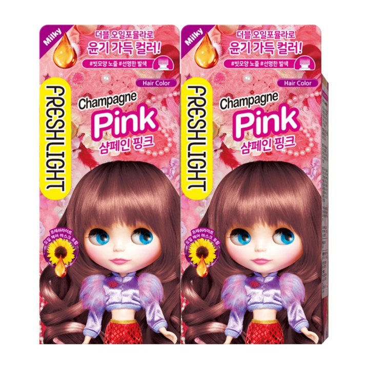 프레쉬라이트 밀키타입 염색제, 샴페인핑크, 2개