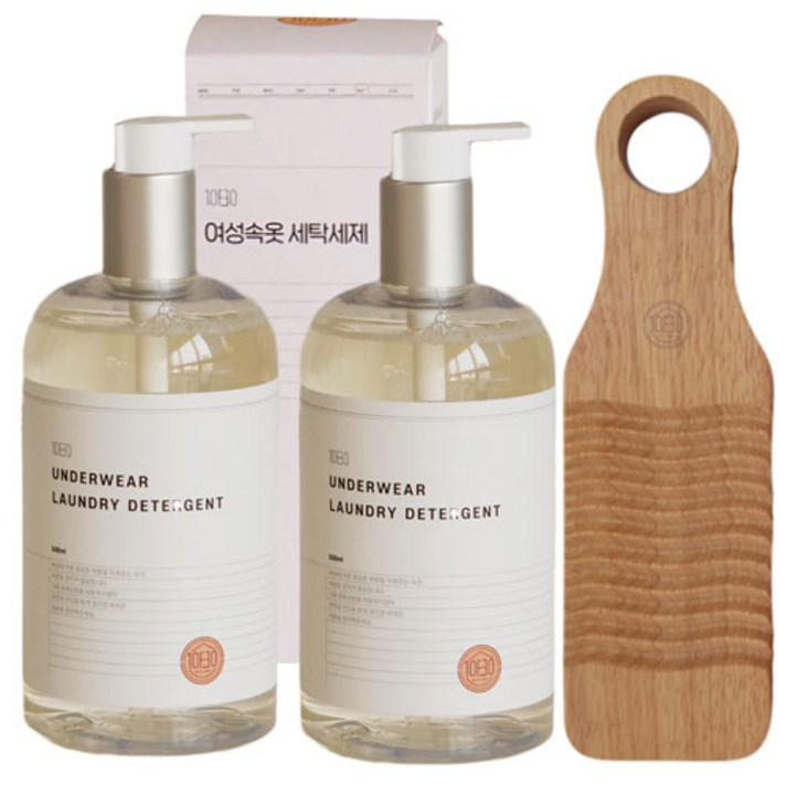 일오삼공 여성 속옷 세탁세제 500ml x 2p + 우드 미니 빨래판 세트, 1세트