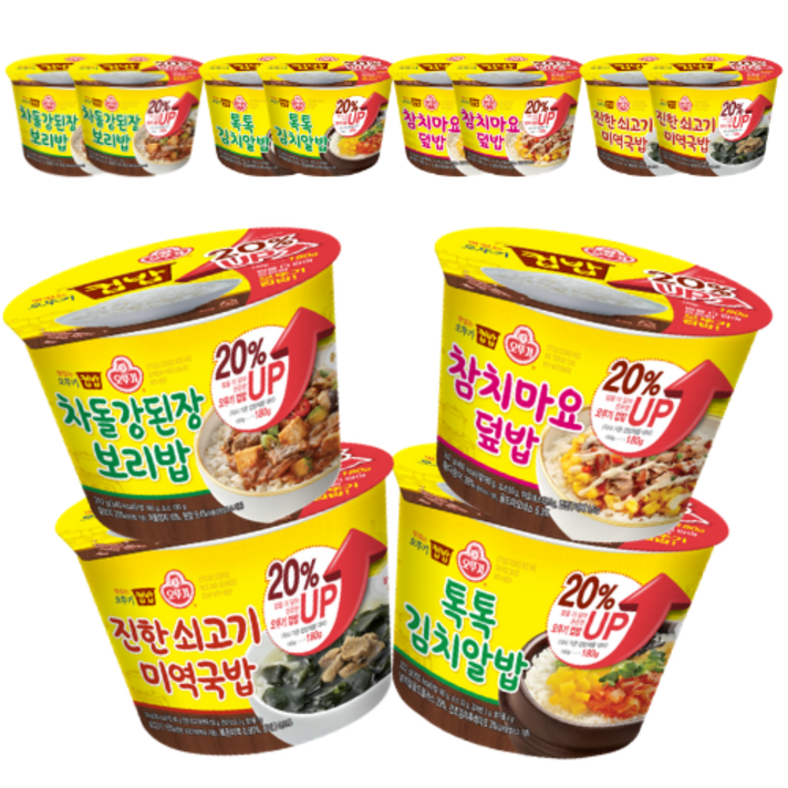 오뚜기 맛있는 컵밥 톡톡 김치알밥 222g x 3p + 참치마요덮밥 247g x 3p + 진한 쇠고기미역국밥 314g x 3p + 차돌 강된장보리밥 310g x 3p 세트, 1세트
