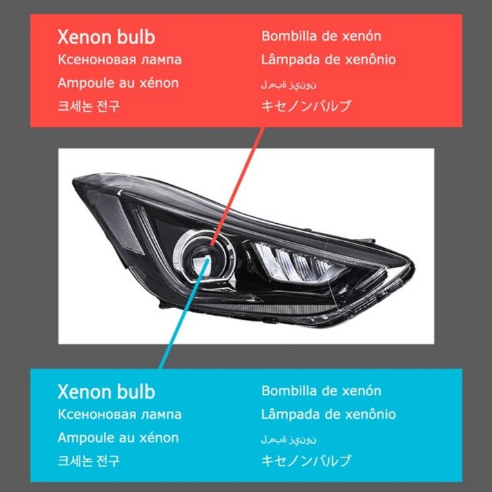 헤드 라이트 램프 hyundai elantra led 2012-2016 drl 신호 프로젝터 렌즈 용 스타일링, 크세논 가스 원소
