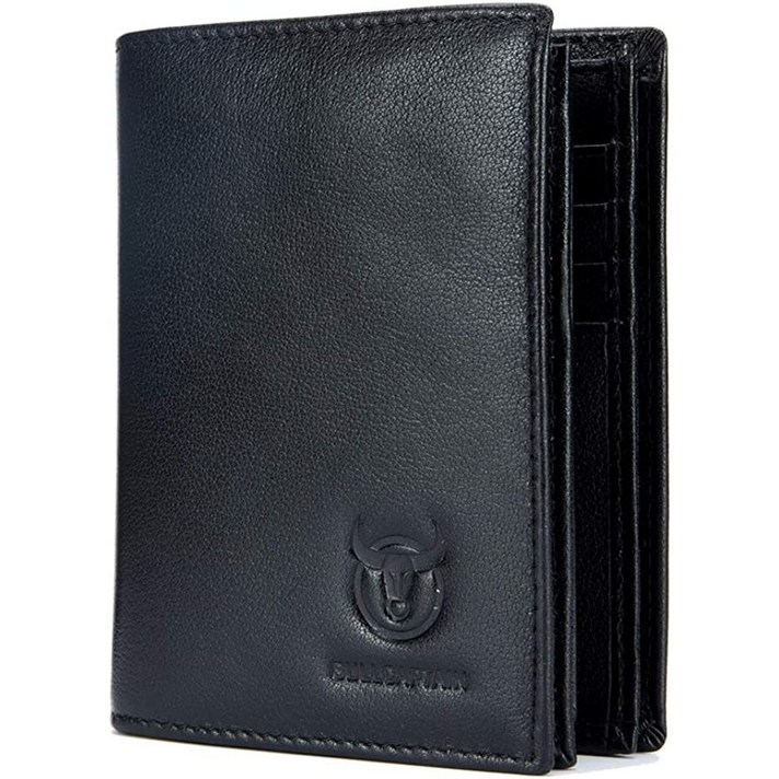 BULLCHAPTER RFID 차단 남성 정품 가죽 추가 용량 여행 지갑 2개 현금 컴파트먼트 QB027(검은색)