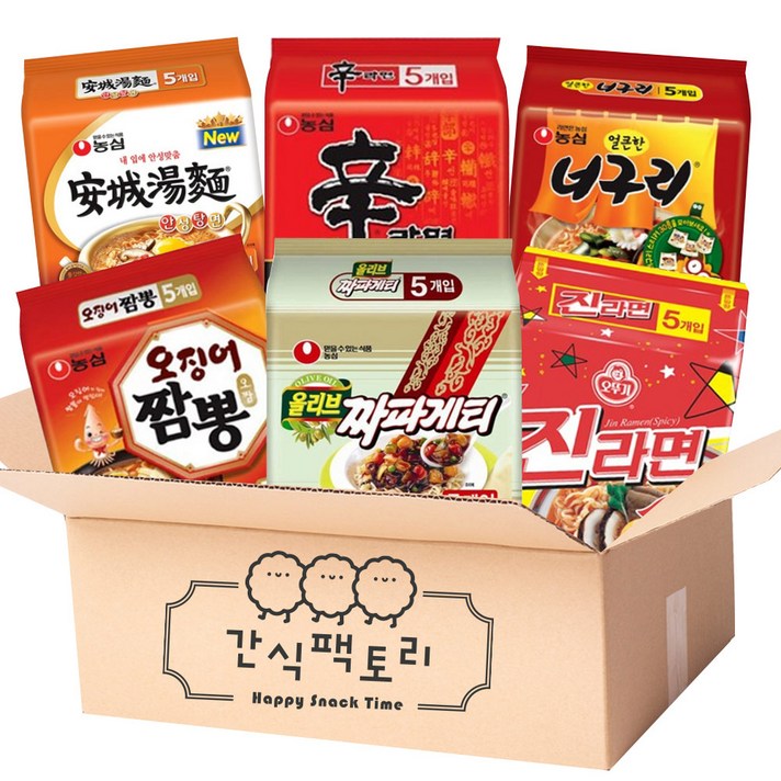 농심 간식팩토리 라면 멀티팩 6종 세트, 30개입