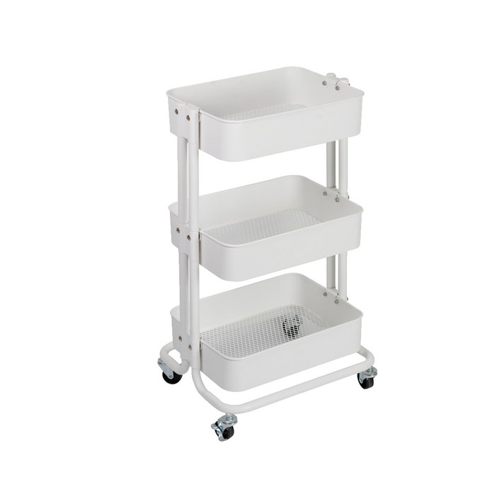 티렉스캐스터 13cm 18cm 33cm 36cm 틈새트롤리 이동식 선반 트롤리 카트, 36cm 3단 트롤리(핸들X) WHITE