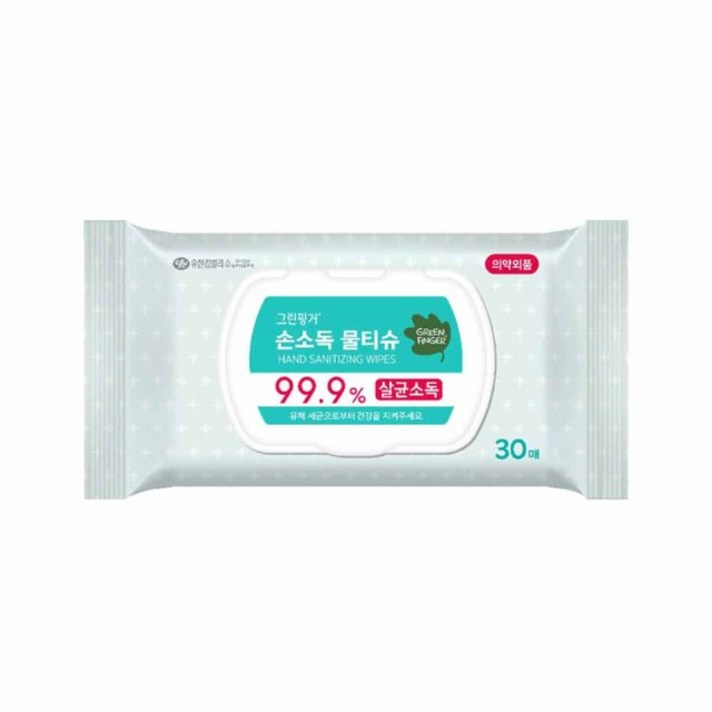 그린핑거 손소독 물티슈 캡형 30매, 9팩