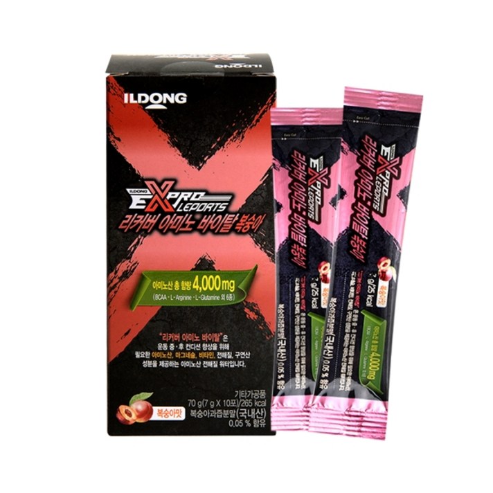 일동생활건강 리커버 아미노 바이탈 BCAA 단백질 보충 전해질 워터 복숭아 7g x 10p, 복숭아맛 10포