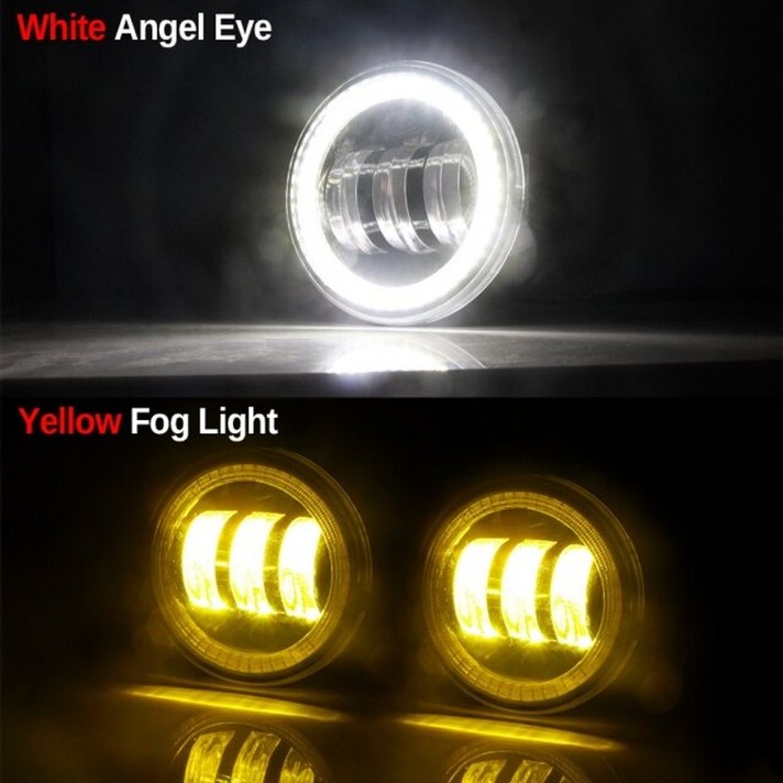 자동차 안개등 2 x angel eye 어셈블리 renault kangoo grand kangoo 2007-2015 car led lens drl fog daytime 램프, 협력사, 노란색과 흰색