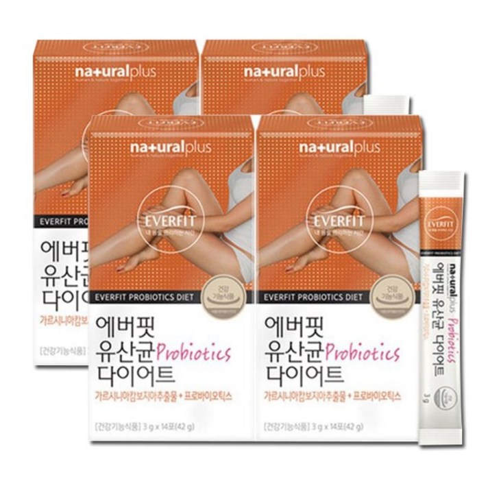 에버핏 유산균 다이어트 4개 가루 분말 가르시니아 캄보지아 hca 프로바이오틱스 추천, 14포