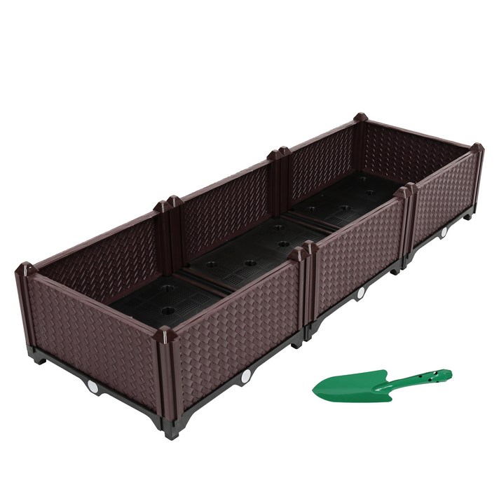 생활꿀템 조립식 화분 텃밭, 브라운 + 블랙