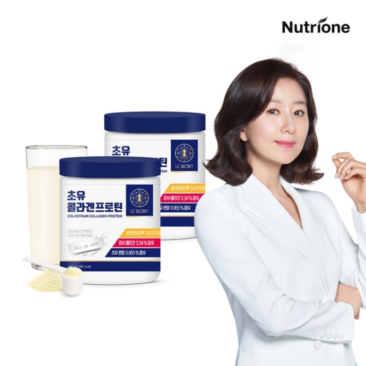 뉴트리원 르 시크릿 초유 콜라겐 프로틴 파우더 김희애 단백질 14일분, 420g, 2통