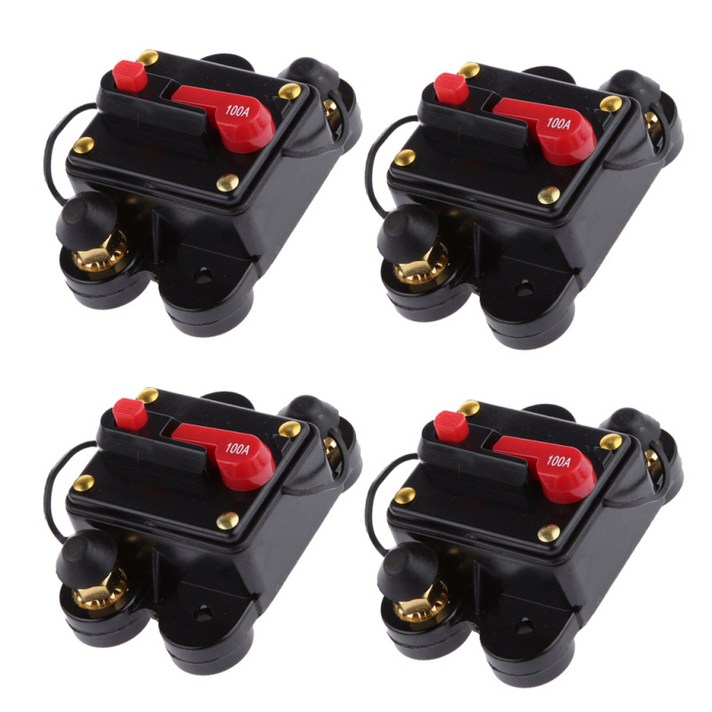 4xManual 리셋 차단기 12v/24v 자동차 보트 오디오 퓨즈 홀더 100A, 다색, 금속