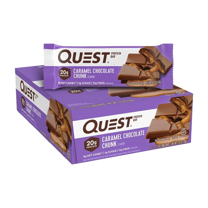 퀘스트뉴트리션 프로틴 바, 카라멜 초콜릿 청크 (Caramel Chocolate Chunk), 12개입