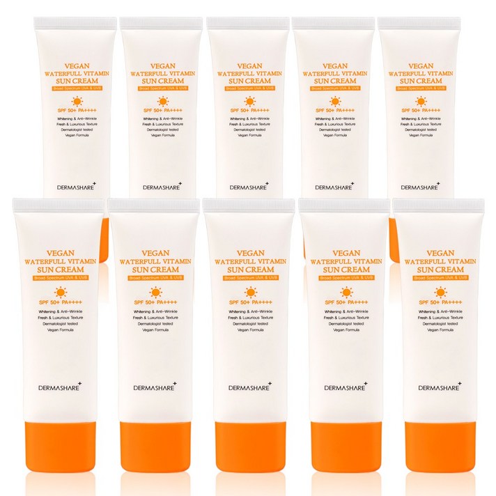 더마쉐어 비건 워터풀 비타민 선크림 SPF50+ PA++++, 10개, 50ml