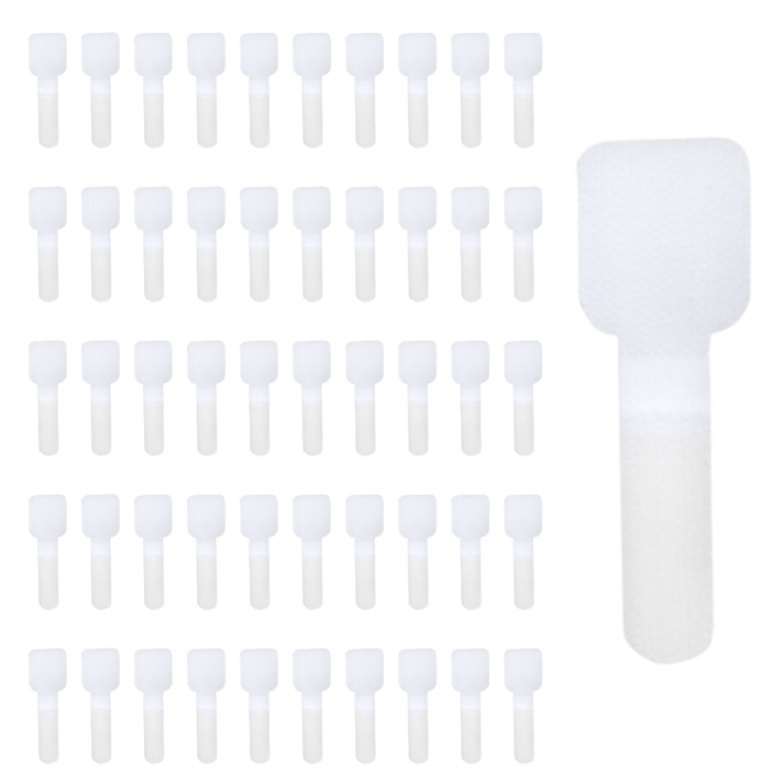 블루레이크 밸크로 전선 케이블 코드 선 정리 홀더 클립, 흰색, 50개