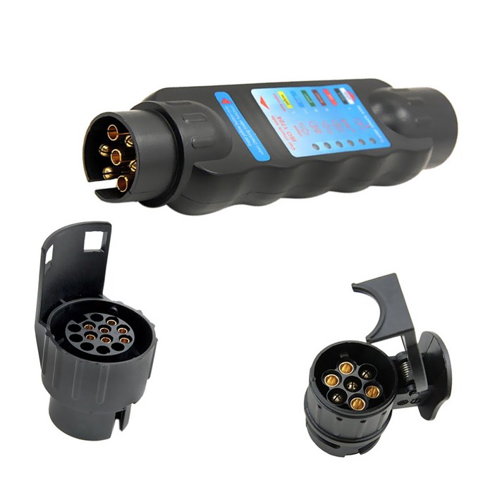 Ursmart 7Pin 13Pin 자동차 트레일러 견인 라이트 케이블 회로 플러그 소켓 테스터 세트, 설명, 설명, 블랙
