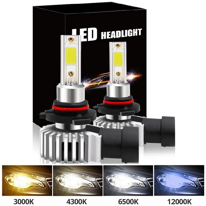 2 pcs led 자동차 헤드 라이트 h11 h7 전구 h1 h8 h9 9005 hb3 9006 hb4 3000k 노란색 빛 6000k 흰색 빛 12000k 스 블루 안개등, 6000k 콜드 화이트