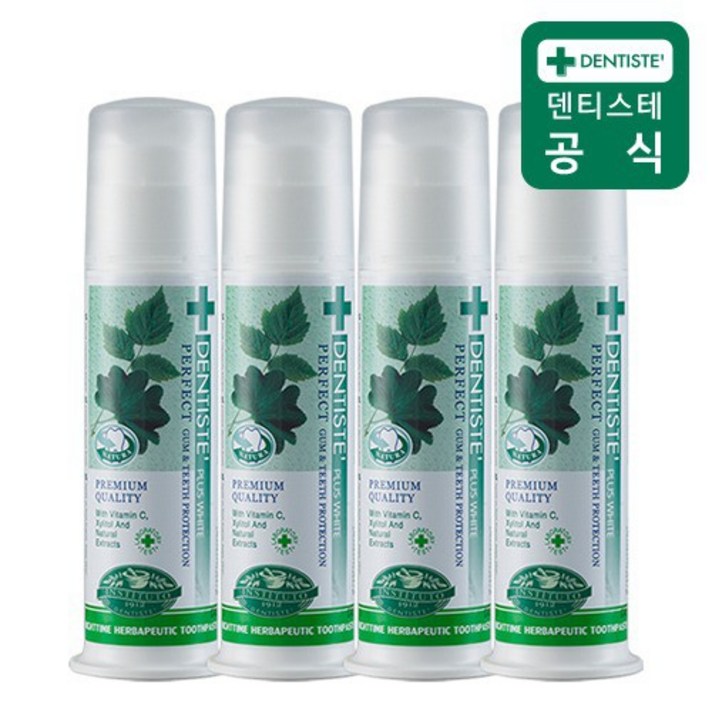 덴티스테 플러스화이트 펌프치약 170g 4개, 없음, 상세설명 참조