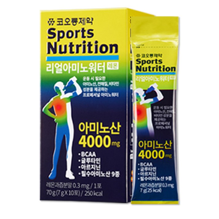 코오롱제약 리얼아미노워터 레몬맛 10포 아미노산보충, 단품