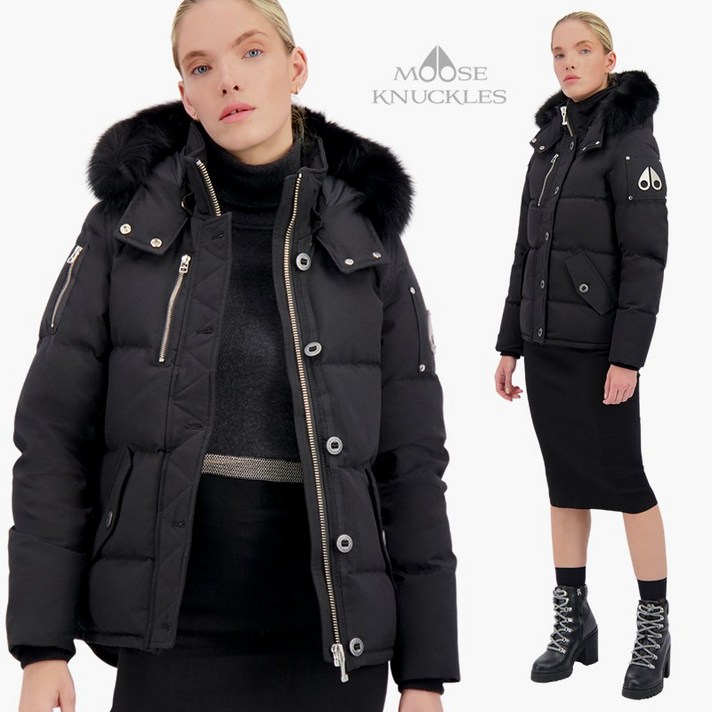 무스너클 20FW 3Q JACKET 우먼스 다운 숏패딩 BLK