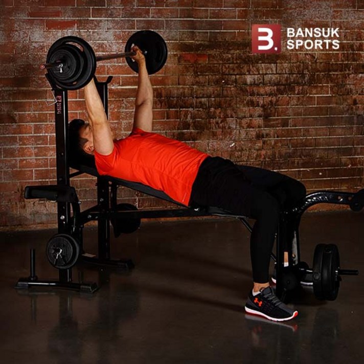 반석스포츠 접이만능벤치 20~90kg 세트 (PVC바벨)