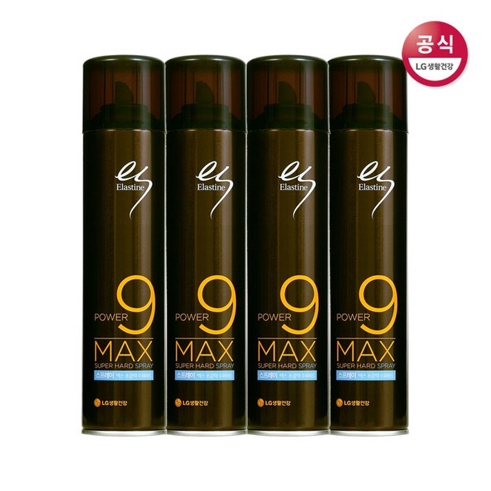 엘라스틴 파워나인 맥스 수퍼하드 스프레이 280ml x4개, one color, free