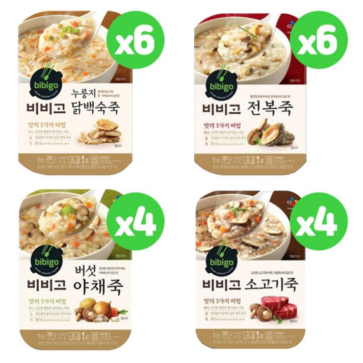 총 10개입/280g 비비고 닭백숙3 전복3 버섯야채2 소고기죽2, 280g, 2세트