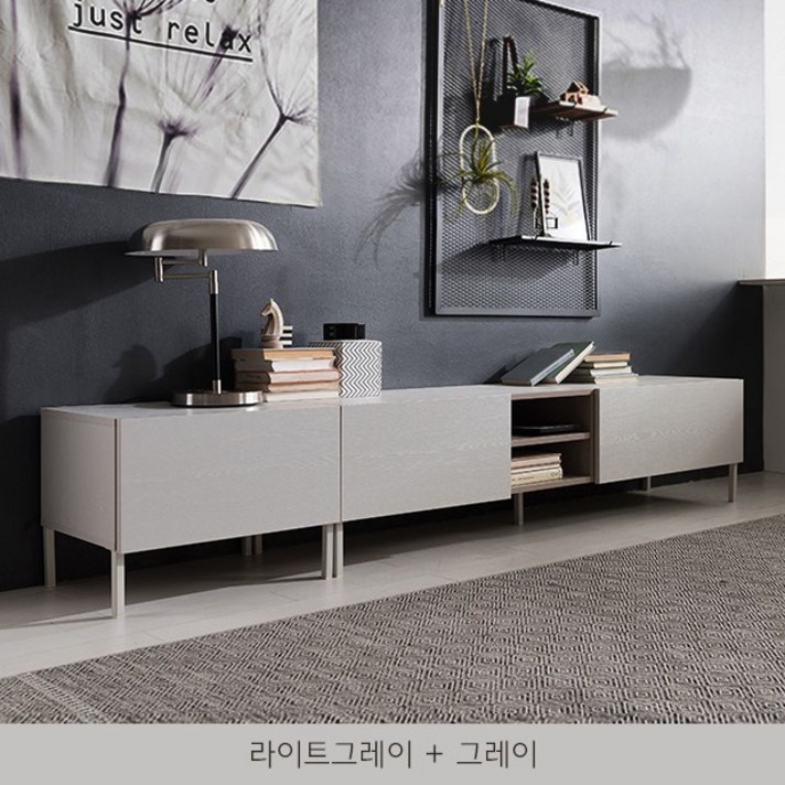 리바트 무드 모던 2400 거실장 4색택1, 라이트그레이+그레이