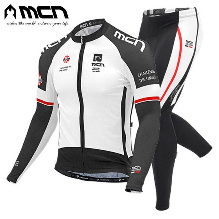 MCN 이녹스 화이트 긴팔+9부패드바지 자전거의류세트