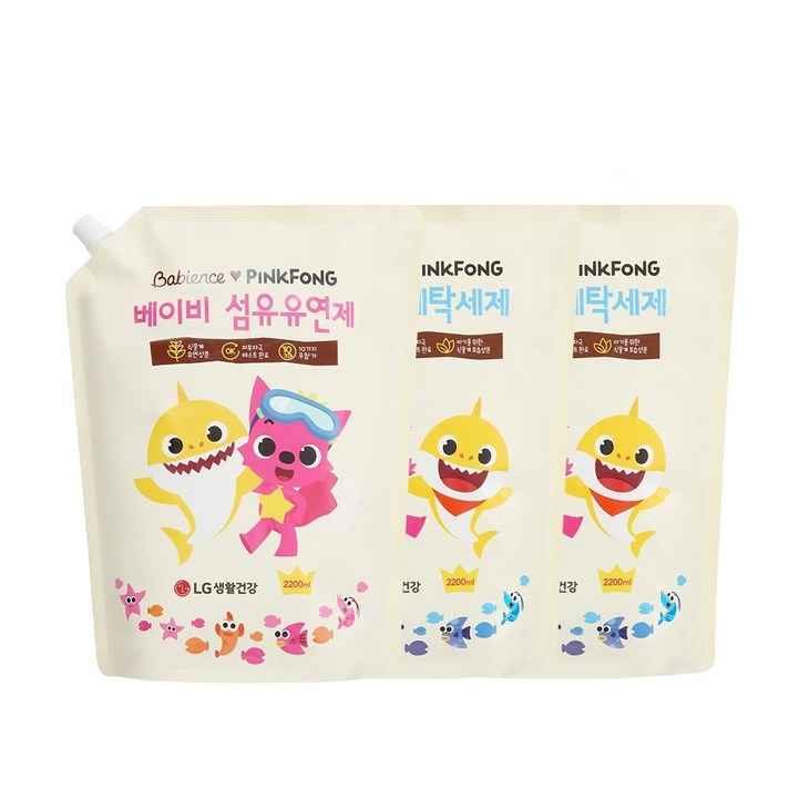 베비언스 유아세제 리필2.2L 2개+유연제 리필2.2L 1개, 단품