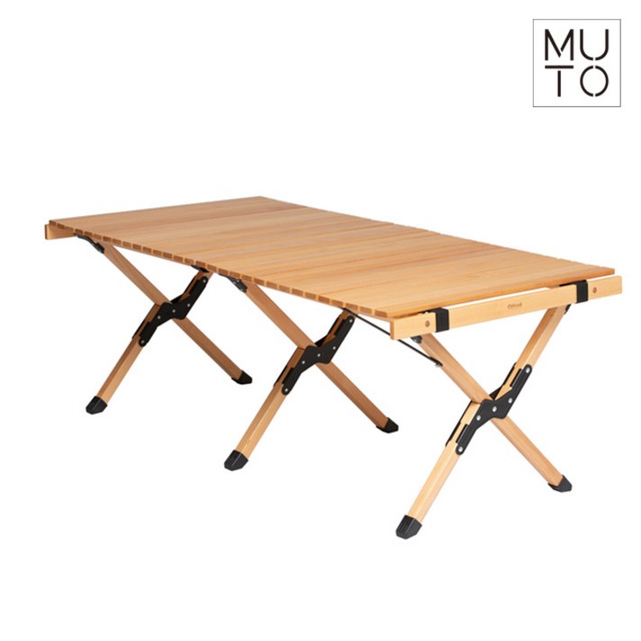 오프위크 접이식 캠핑 우드 롤 테이블 90cm 120cm, 내츄럴우드