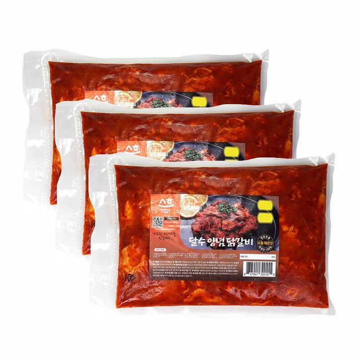 국내산 냉장 양념닭갈비 500g+500g+500g+(우동사리)당일제조발송 춘천 달수닭갈비 총1.5kg, 500g, 3개