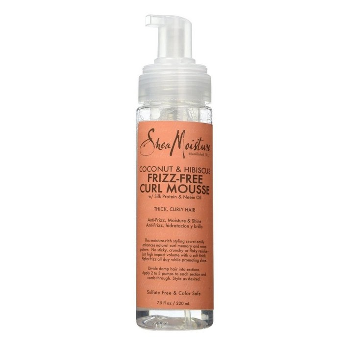 Shea Moisture 코코넛 & 히비스커스 프리즈-프리 컬 무스, 220ml, 1개