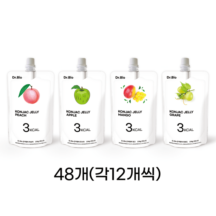 디알바이오 곤약젤리 48개 (4가지맛 12개씩) 실속포장, 디알바이오 곤약젤리 48개 (4가