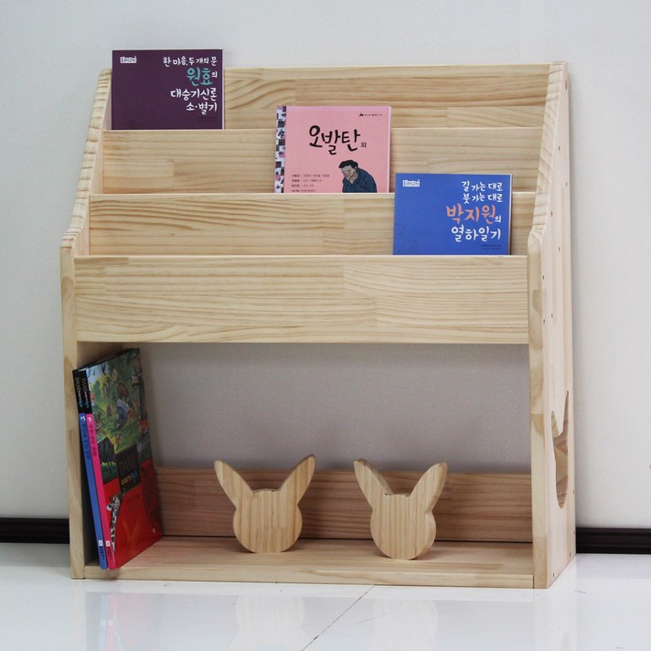 양지가구 원목잡지꽂이 전면책꽂이 DIY 책장 정리선반 진열장 틈새책장 책꽂이 공간정리 파스텔색 소품정리 책정리 동화책, 원목 전면책꽂이3단800 칠레송